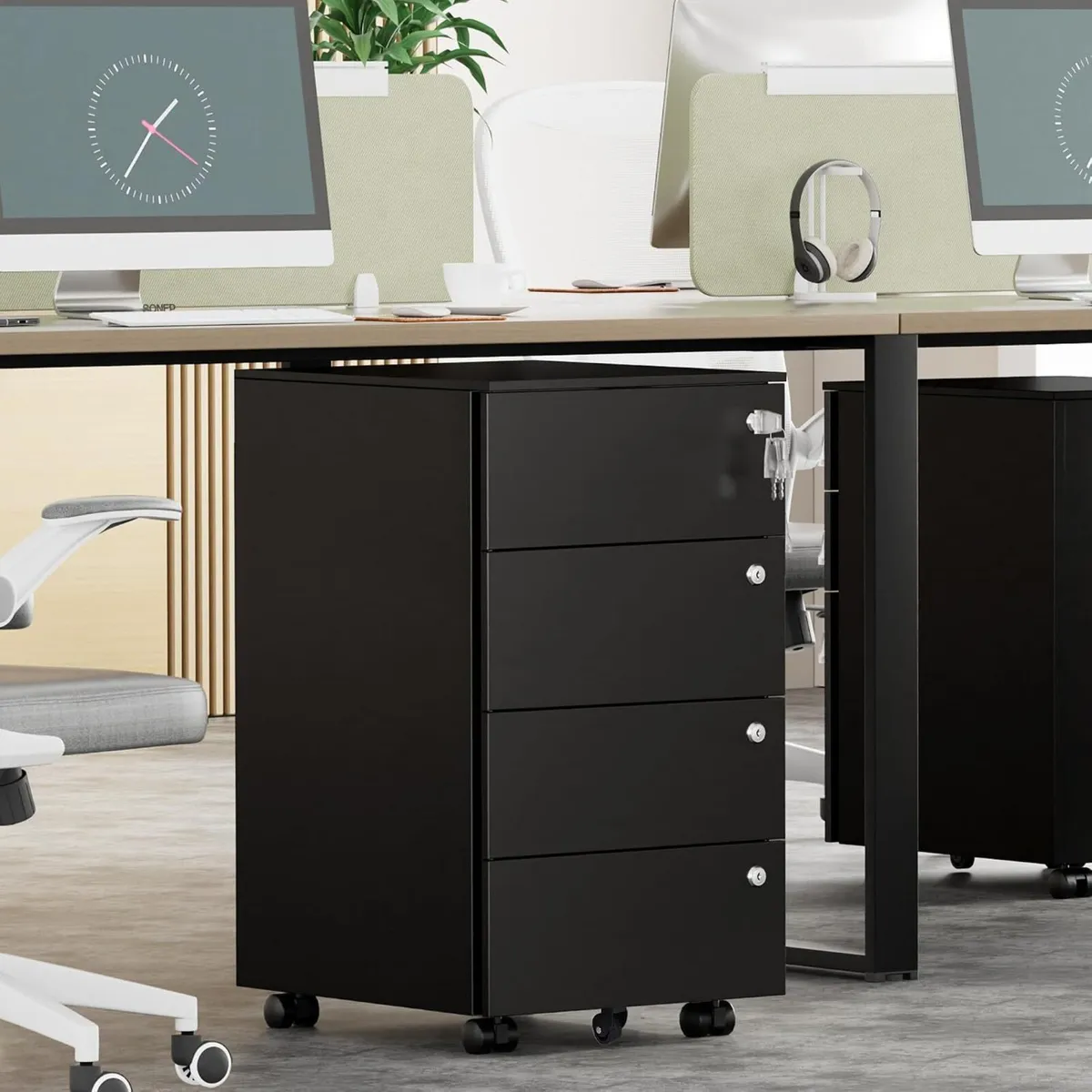 Mobile File Ccabinet Filing Cabinet with 4 Lock - Image 2