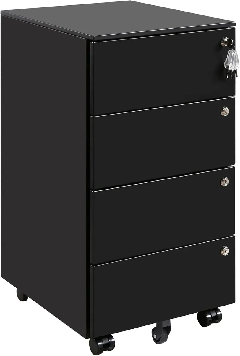 Mobile File Ccabinet Filing Cabinet with 4 Lock - Image 1
