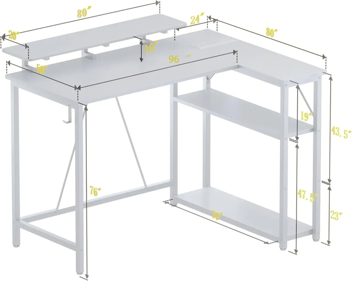L Shaped Gaming Desk with RGB LED Lights - Image 2
