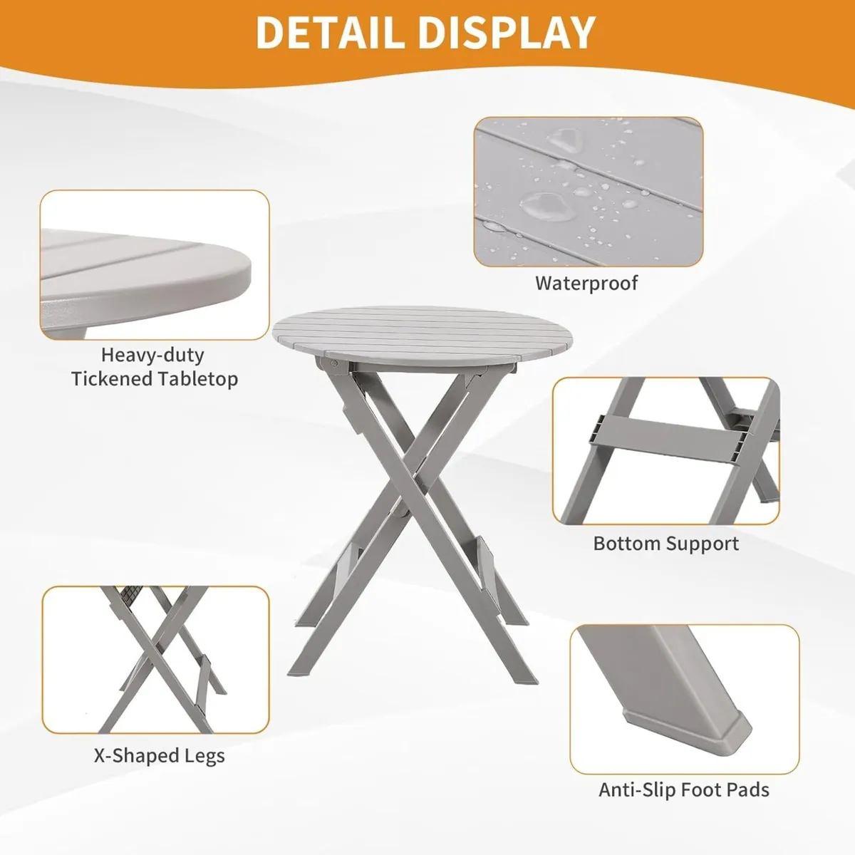 Plastic Folding Bistro Set Patio Portable (3 - Image 3