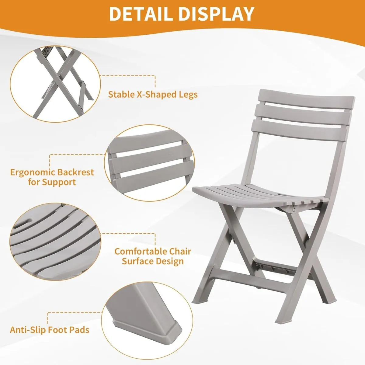 Plastic Folding Bistro Set Patio Portable (3 - Image 4