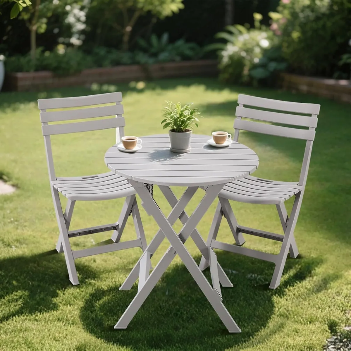 Plastic Folding Bistro Set Patio Portable (3 - Image 1