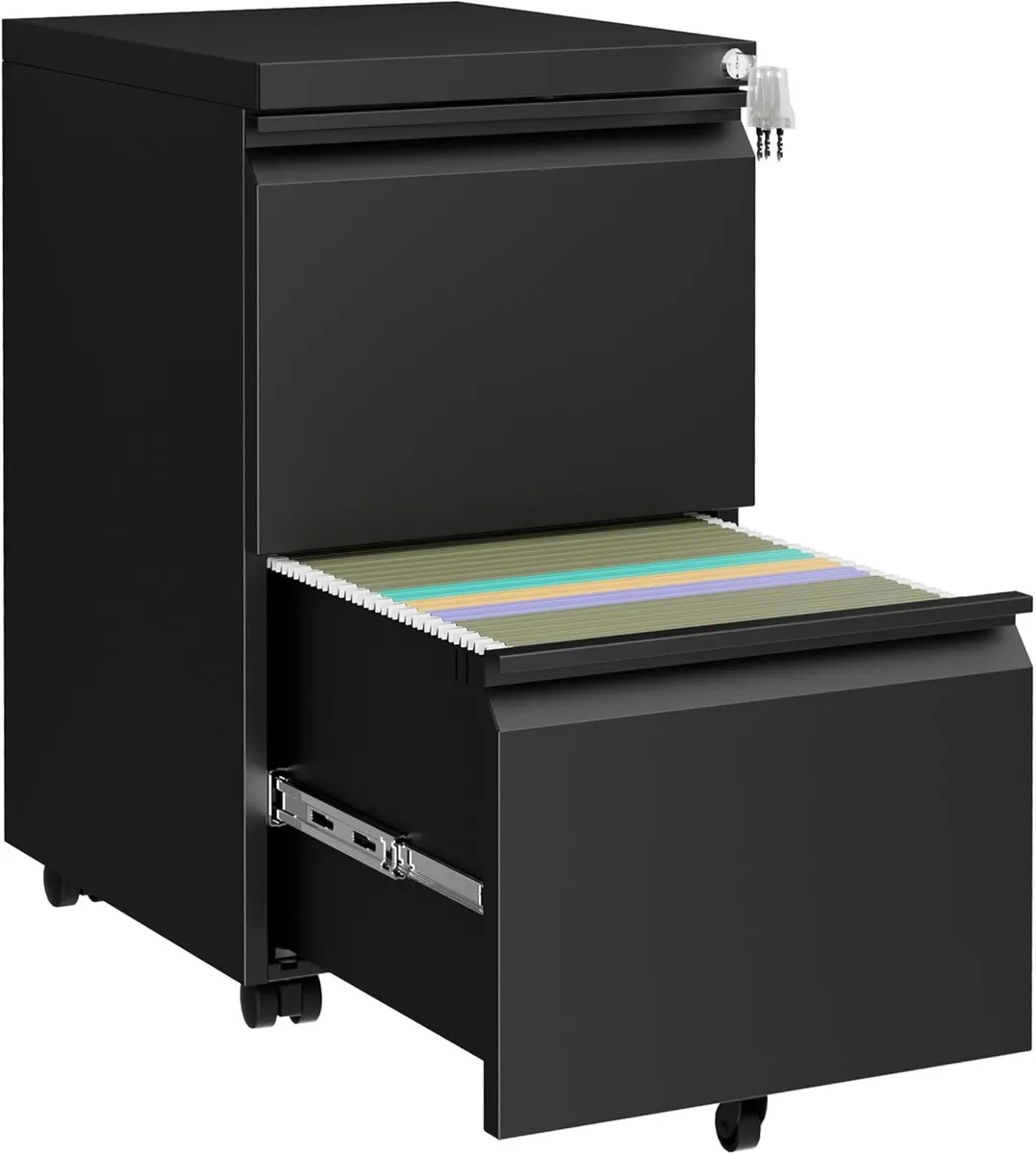 Mobile Filing Cabinet Lockable 2 Drawers - Image 1