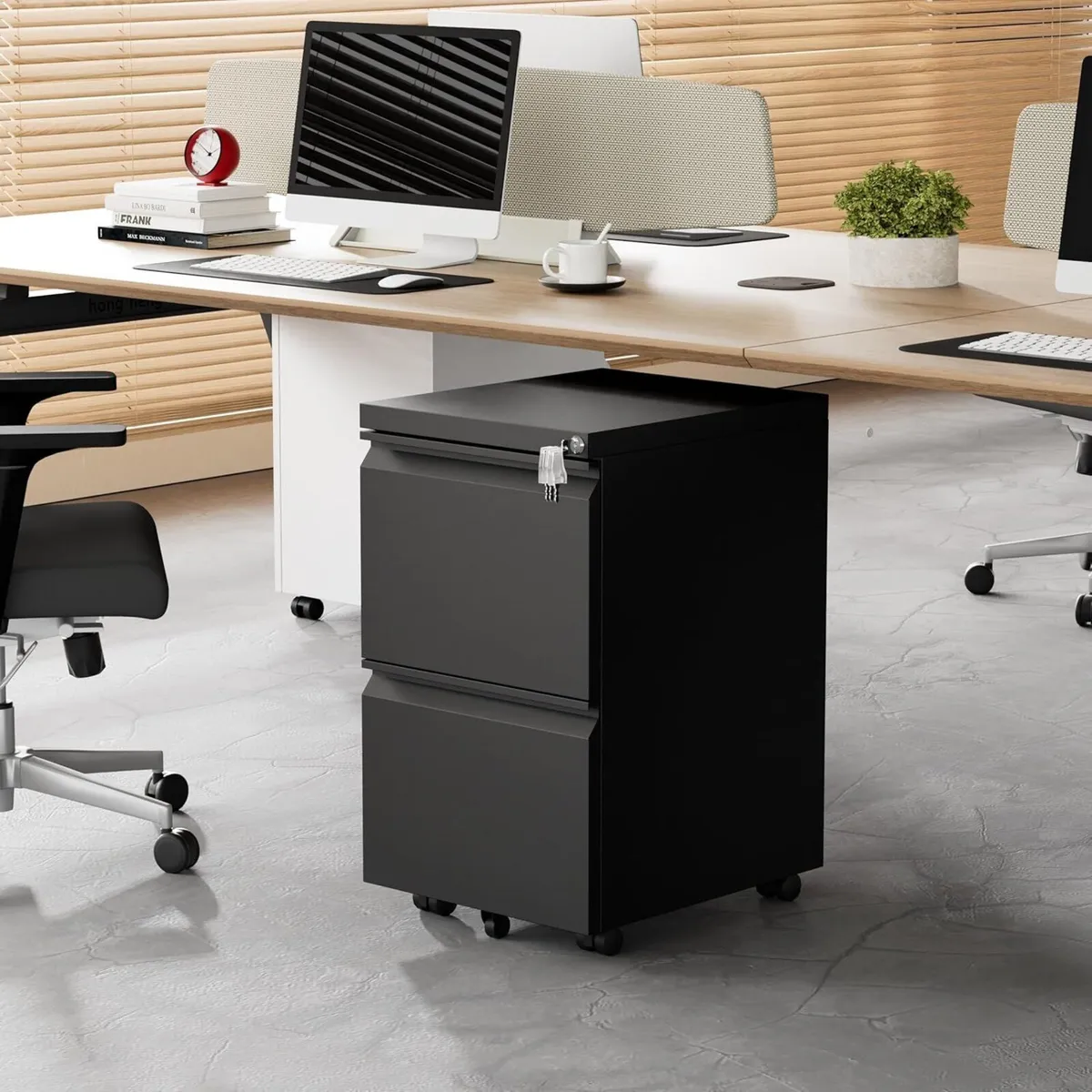 Mobile Filing Cabinet Lockable 2 Drawers - Image 2