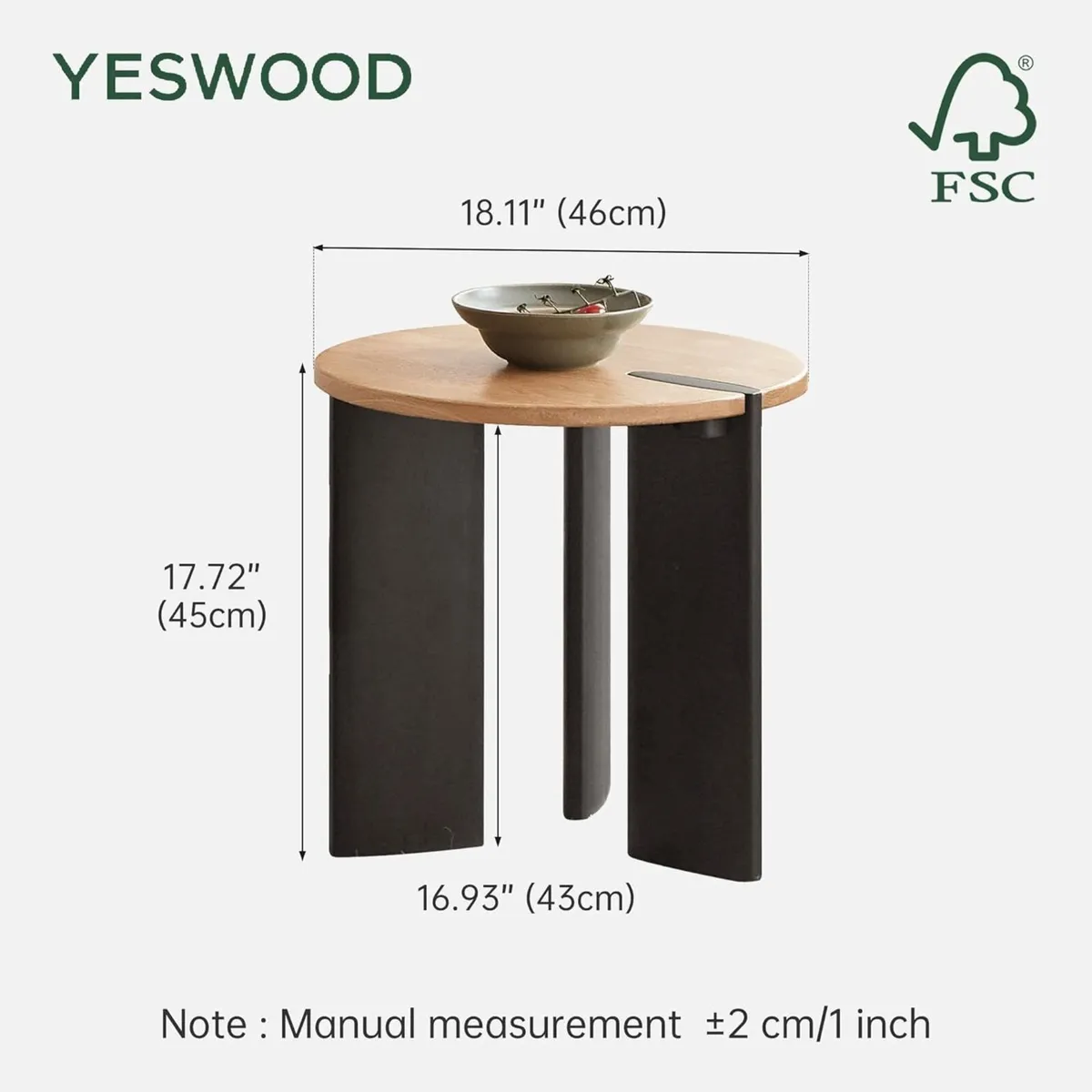 Solid Wood Side Table with 2-Tone Finish Zen - Image 2