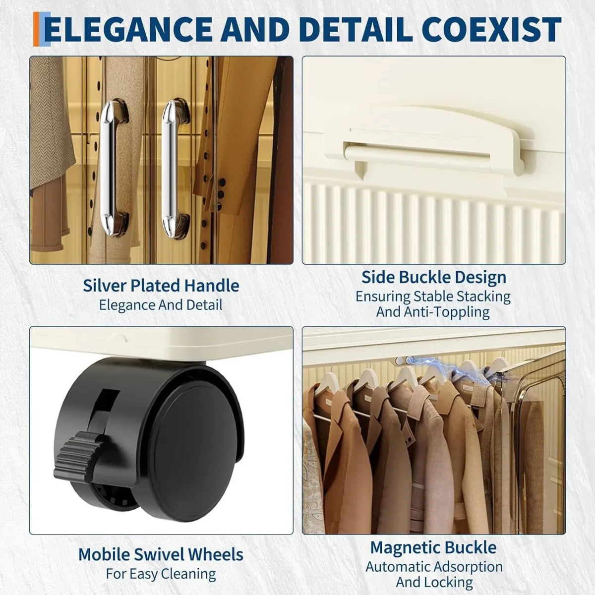 Portable Folding Wardrobe 1 Hanging + 2 Boxes - Image 4