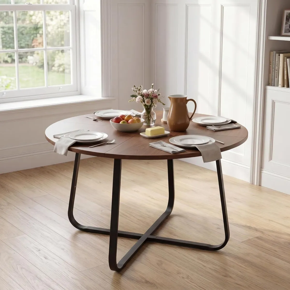 47'' Round Dining Table Modern Wooden Kitchen - Image 1