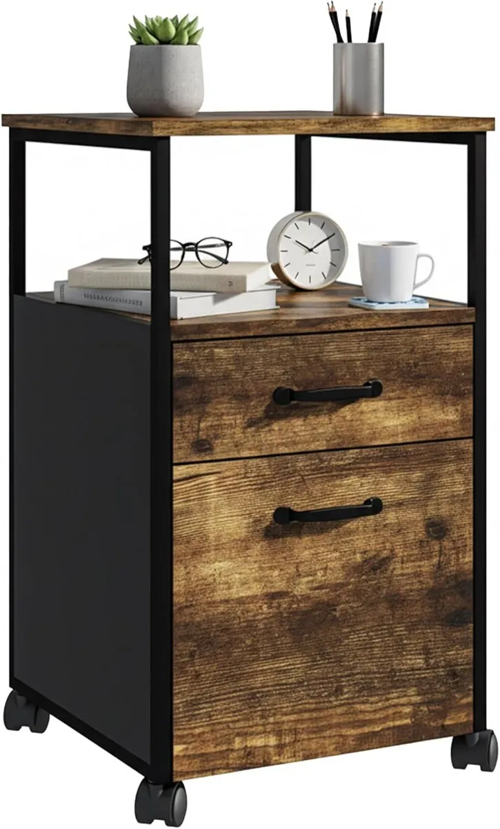 Mobile Filing Cabinet 2 Drawers Hanging File - Image 1
