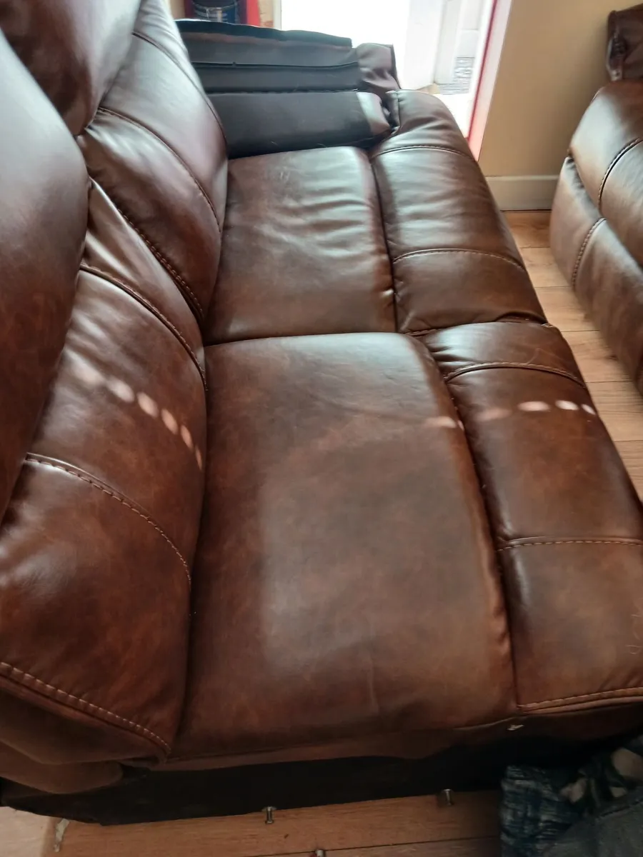 Brown Leather Couch - Image 2
