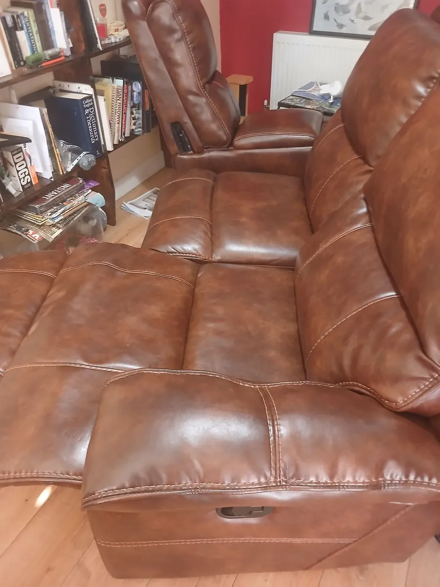 Brown Leather Couch - Image 4
