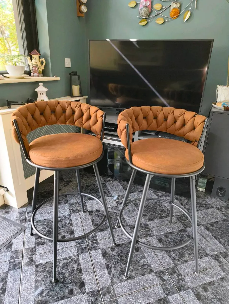 Two swivel bar stools - Image 1