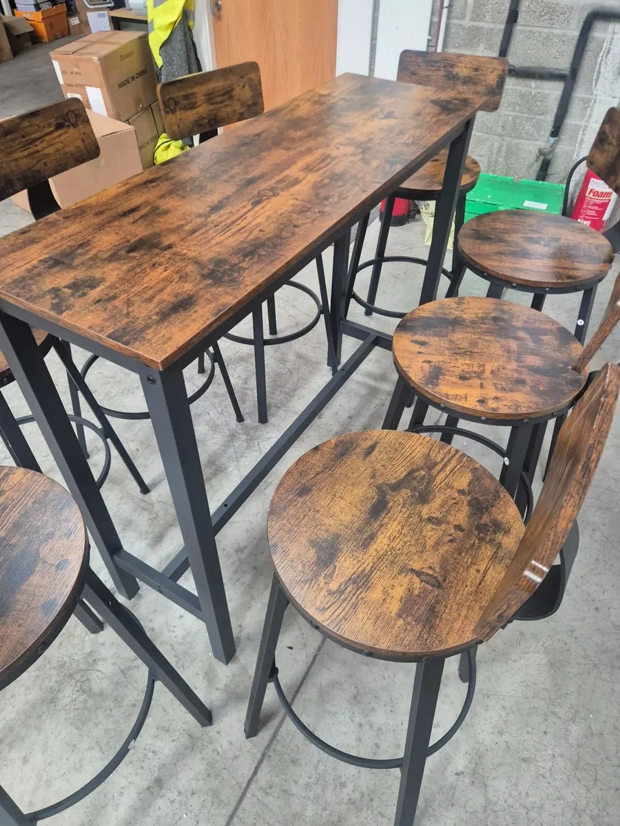 Industrial Style Bar Table & 8 Stools - Image 3