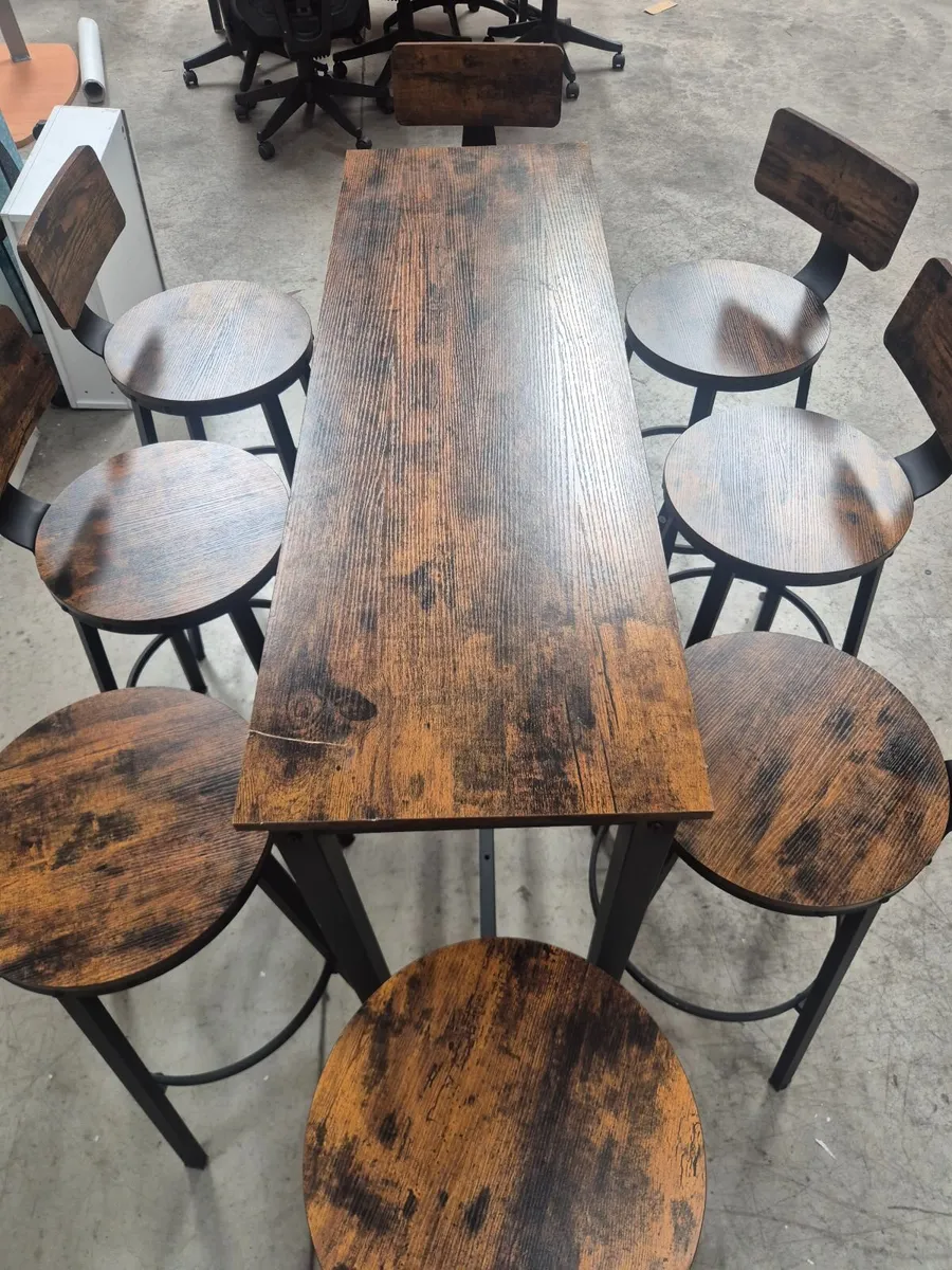 Industrial Style Bar Table & 8 Stools - Image 4
