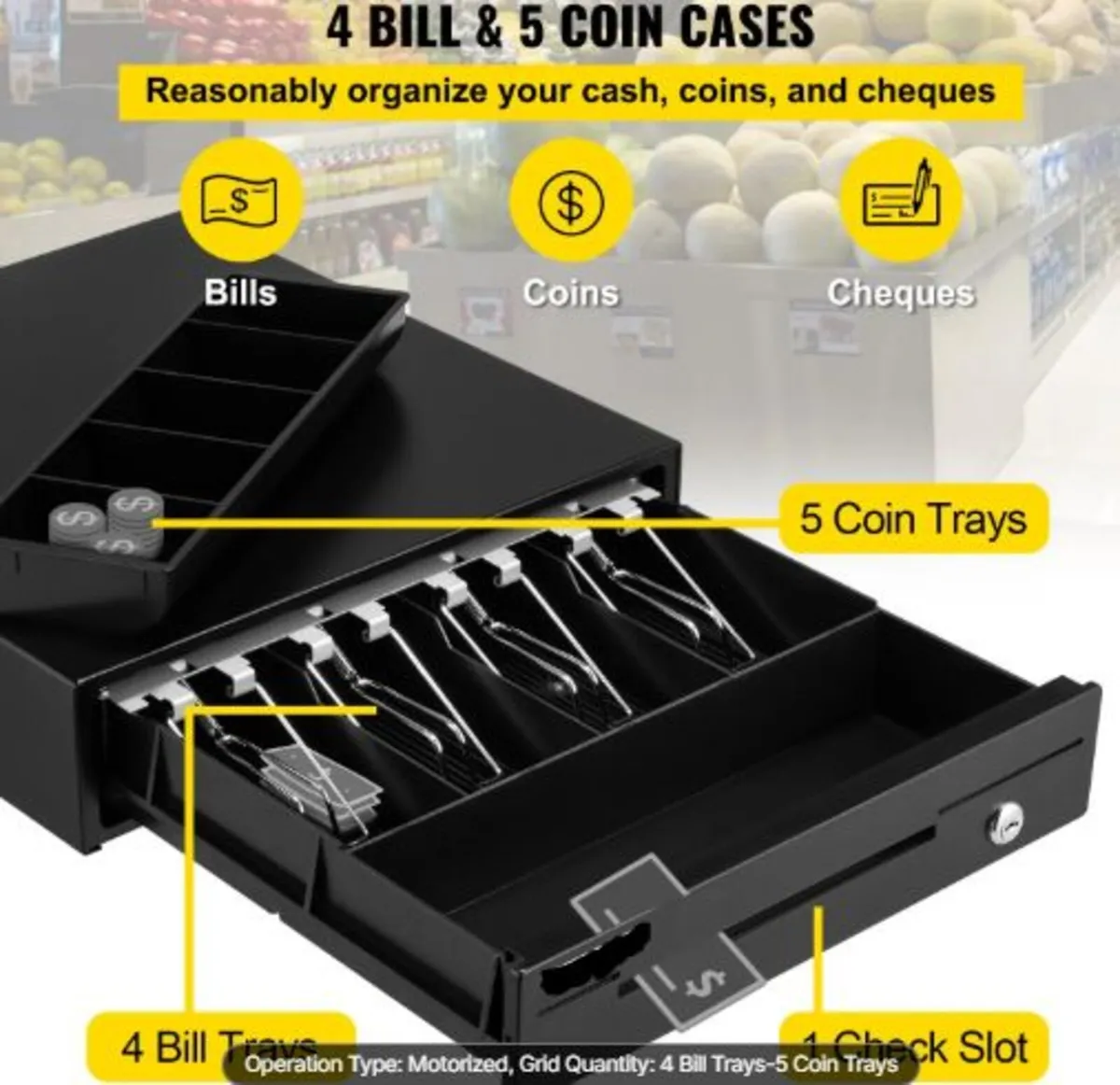 Cash Register Drawer, 33 cm 12 V, for POS System - Image 2