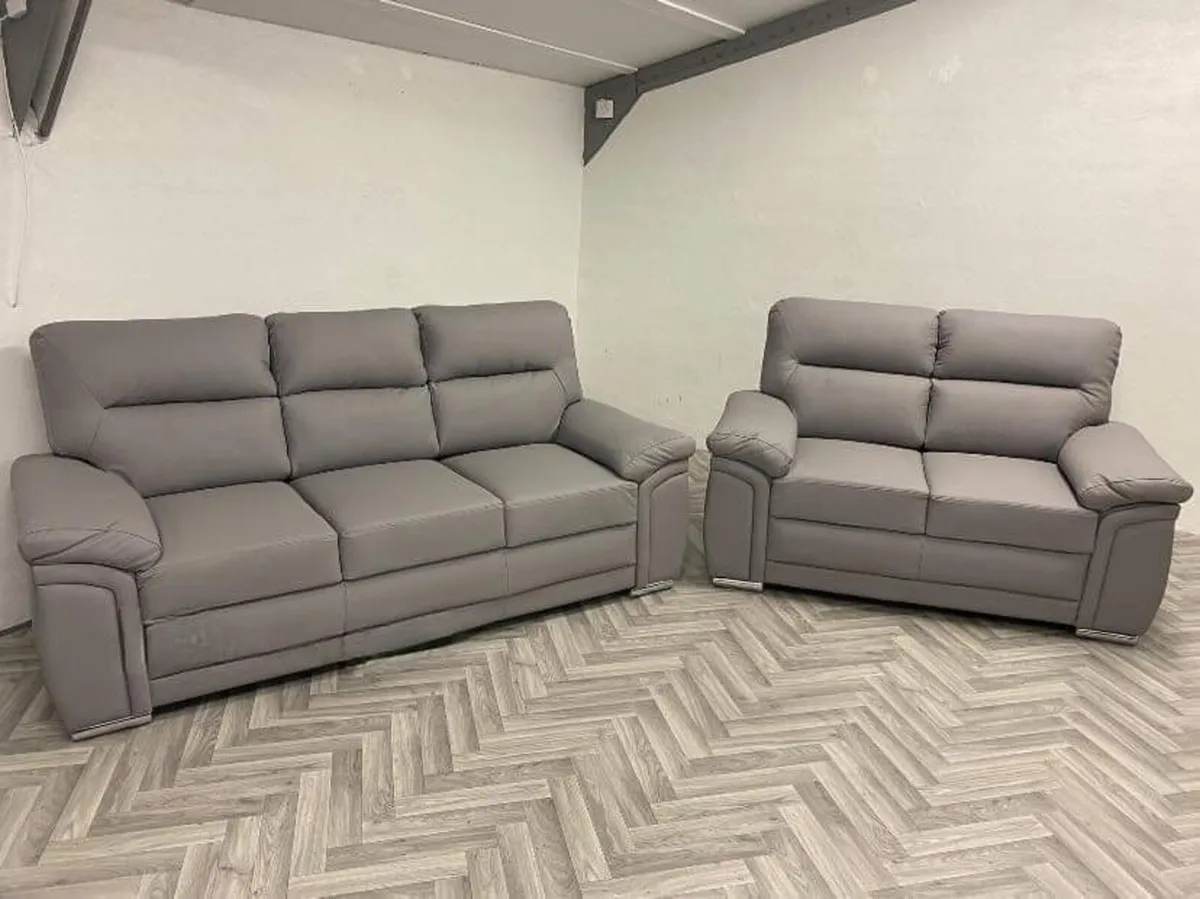 3+2 Bromley Gretal Leather & Fabric Sofa Set - Image 1