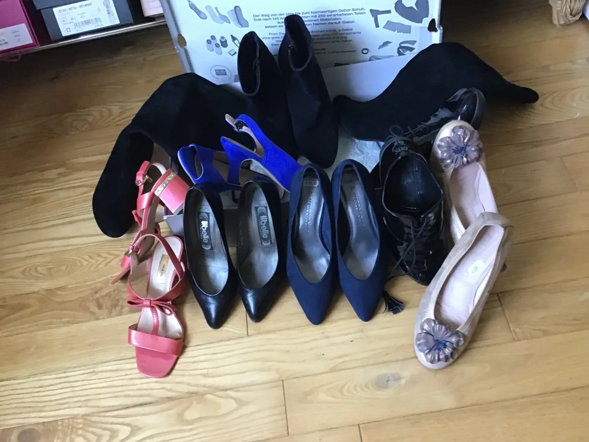 Gabour long black suede booths, navy ankle boots - Image 1