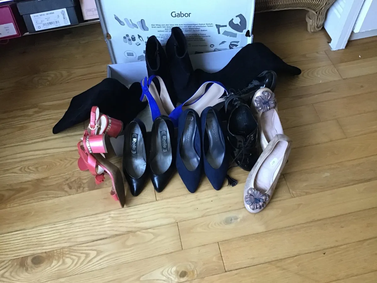 Gabour long black suede booths, navy ankle boots - Image 4