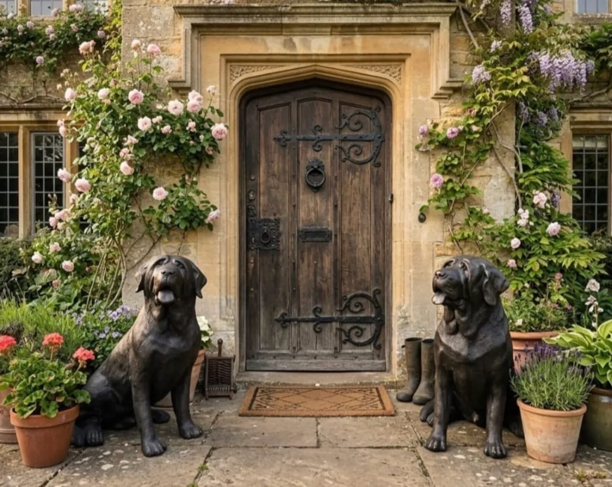 Pair bronze dogs