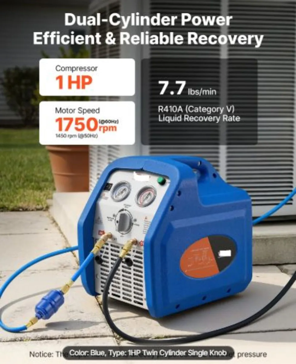 Portable Refrigerant Recovery Machine, 1 HP 220 - Image 2