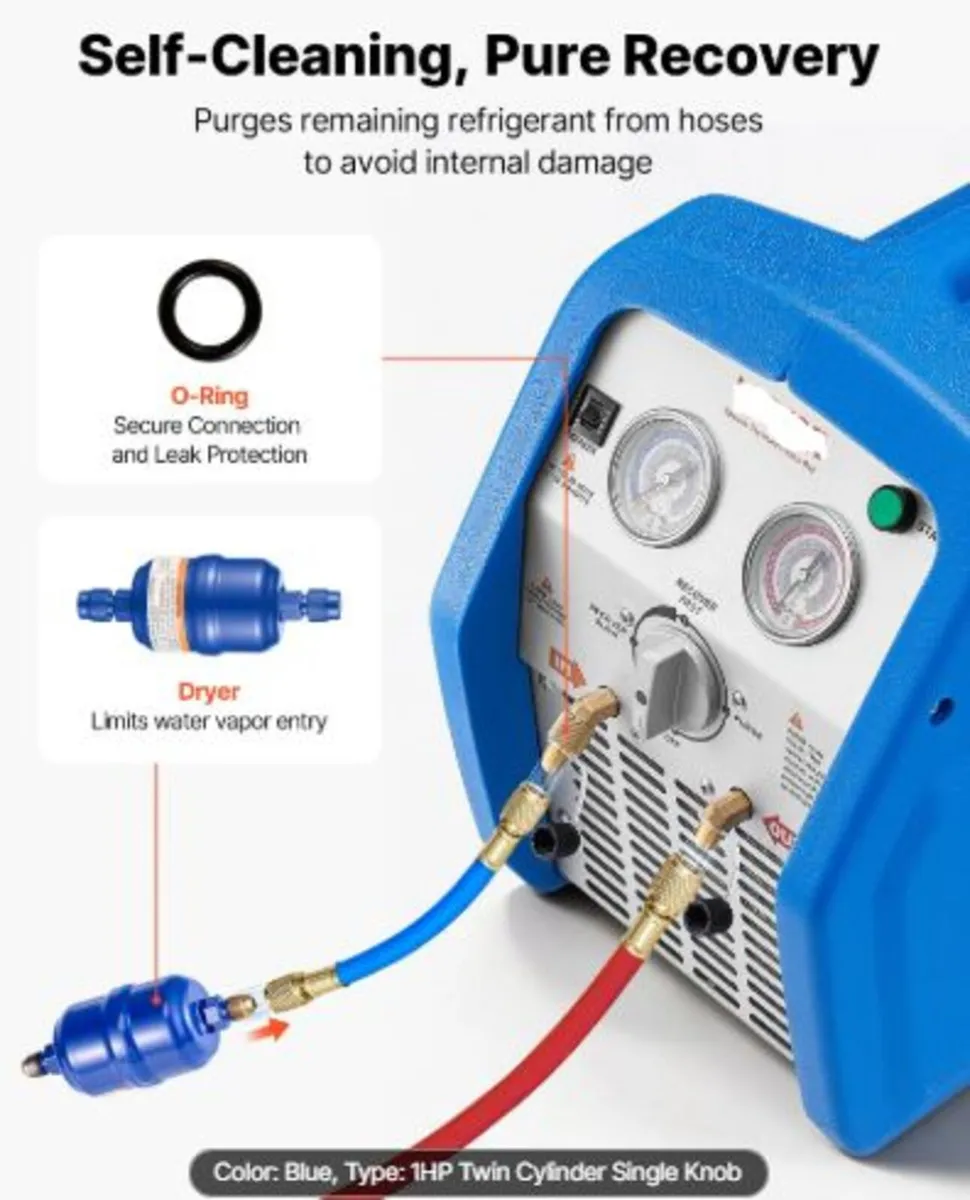Portable Refrigerant Recovery Machine, 1 HP 220 - Image 3