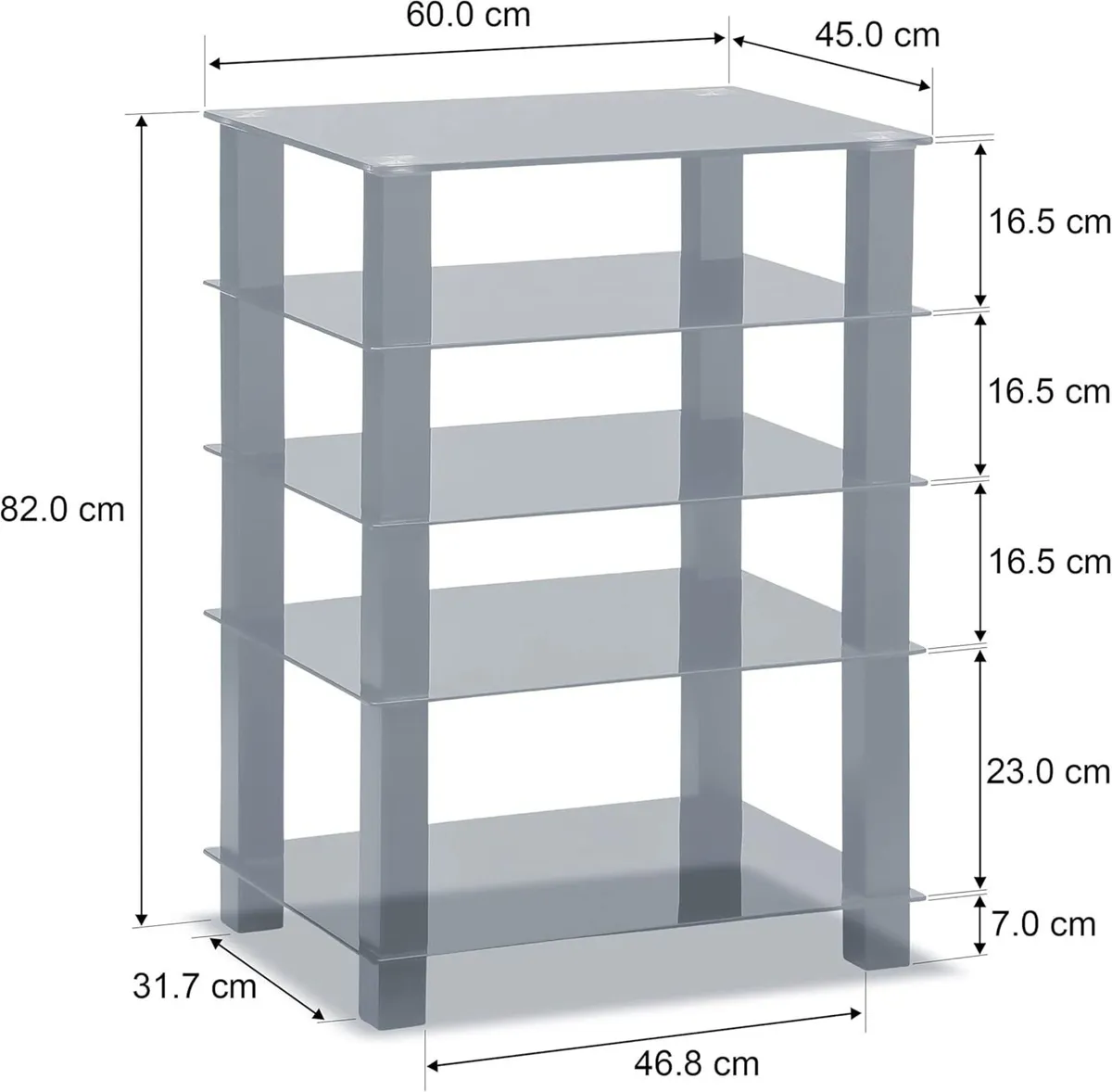 Trinity Gloss 5 Shelf with Legs Flat Screen - Image 2