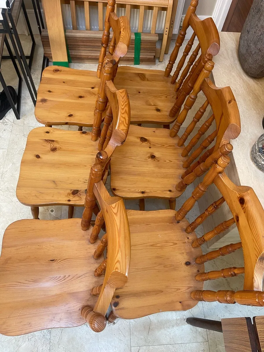 6 x Sturdy Pine Kitchen Dining Chairs -Can Deliver - Image 2