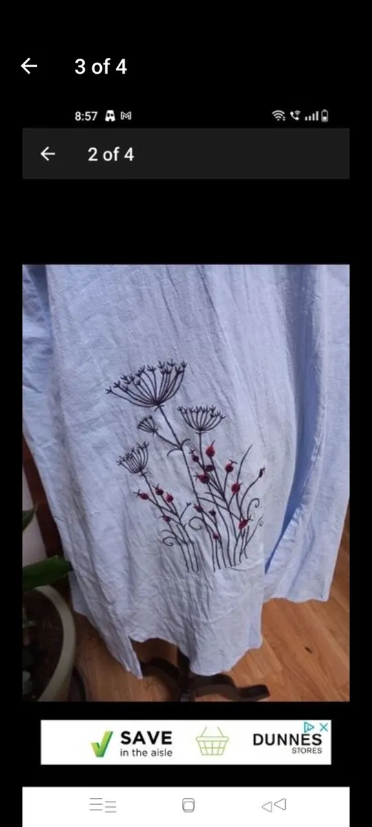 Zanzea blue cotton dress with lovely flower detail - Image 3