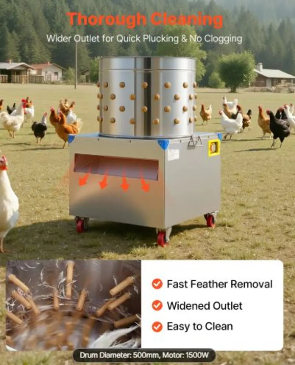 Chicken Plucker Machine,19.7 in Drum,2HP & 275RPM - Image 4