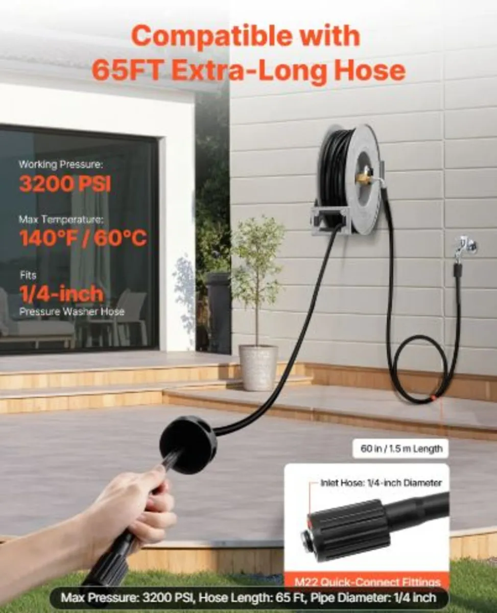 Pressure Washer Hose Reel, 19.8 m x 6.4 mm - Image 2