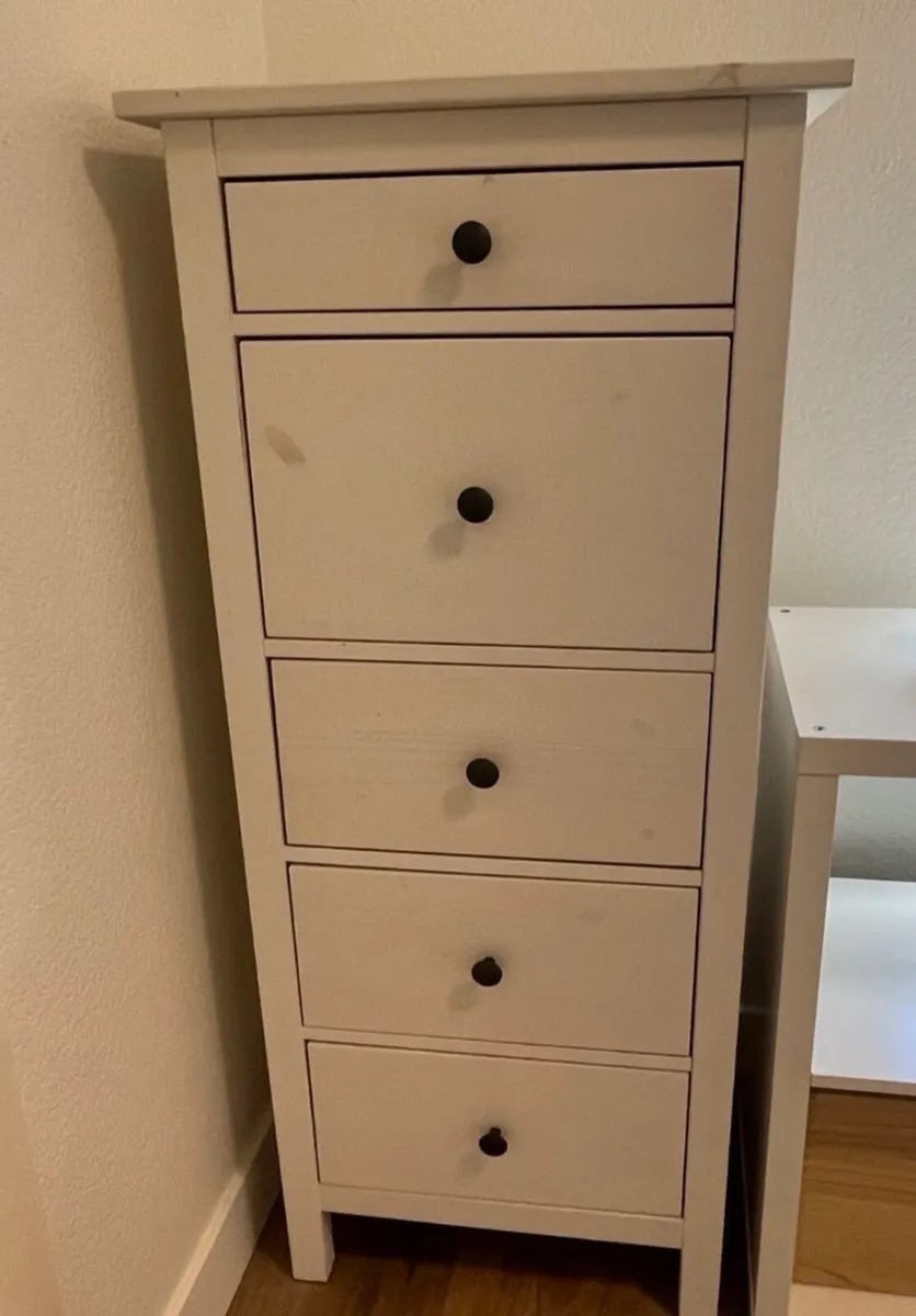 Ikea HEMNES 5-drawer chest white stain - Image 2