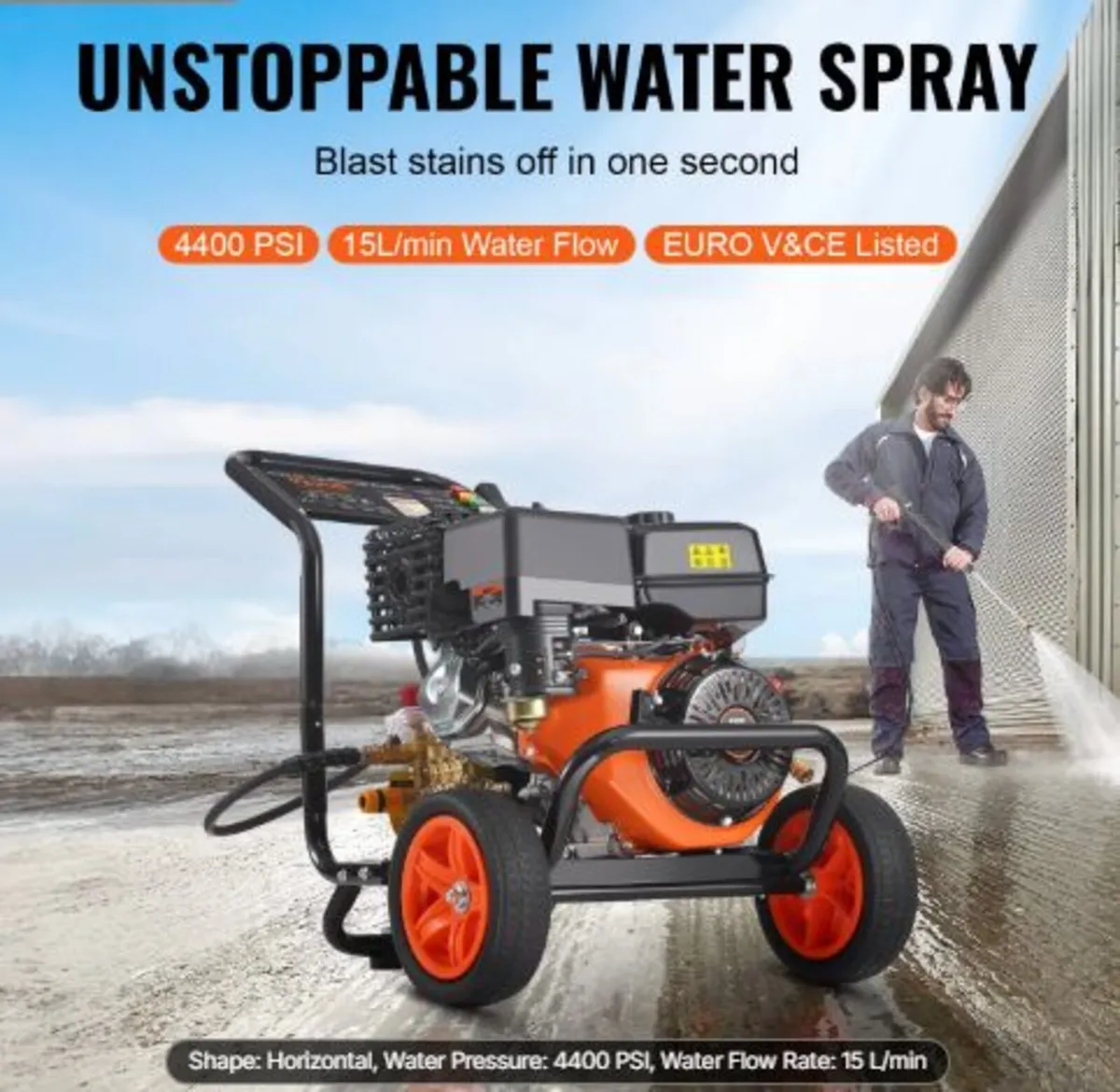 Gas Pressure Washer, 4400 PSI 15L/min, 4 GPM Gas - Image 4