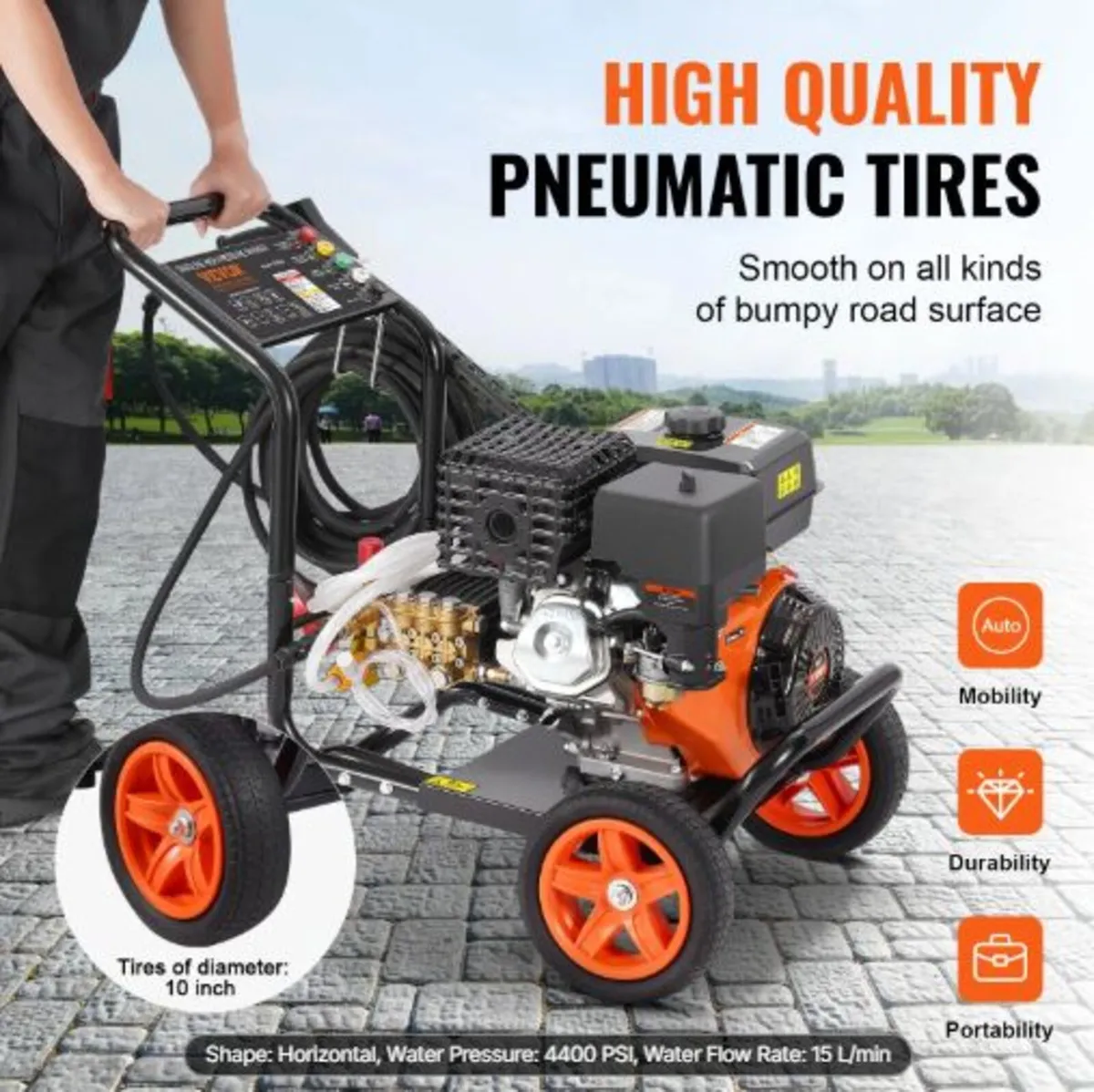 Gas Pressure Washer, 4400 PSI 15L/min, 4 GPM Gas - Image 2