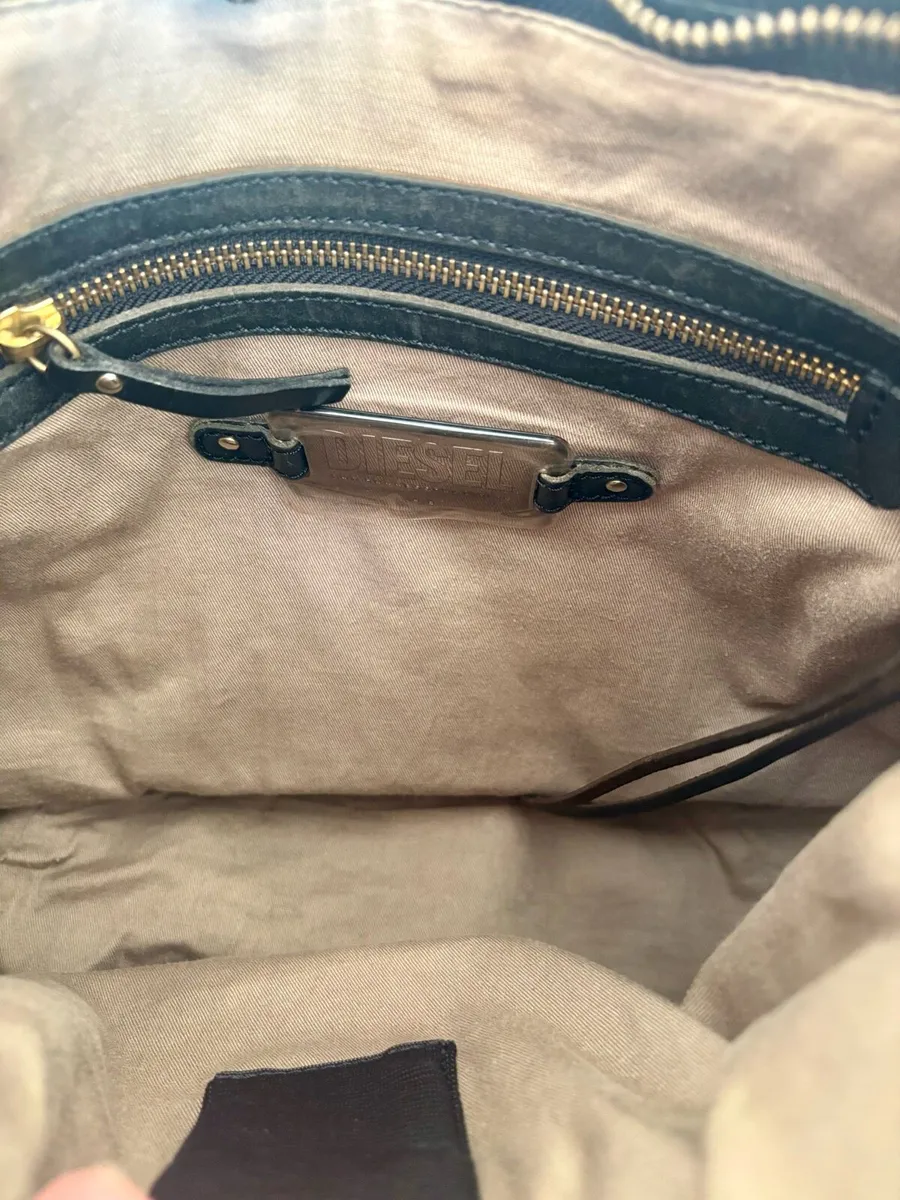 Vintage DIESEL Black Pebbled Leather Hobo Bag - Image 3