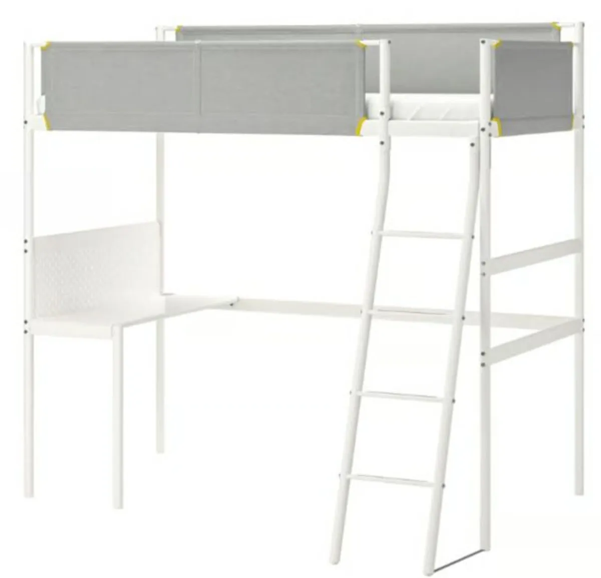 VITVAL Loft bed frame, white/light grey - Image 1