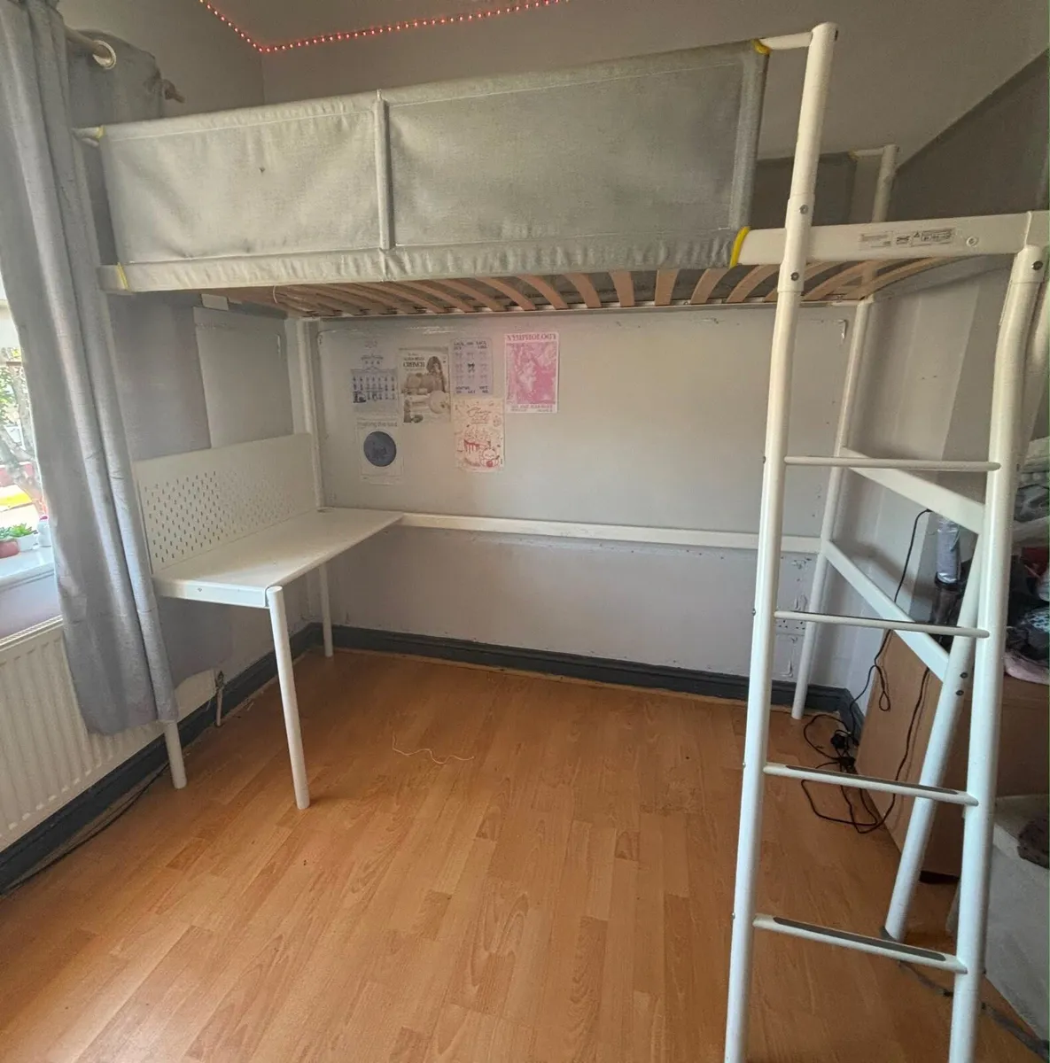 VITVAL Loft bed frame, white/light grey - Image 3