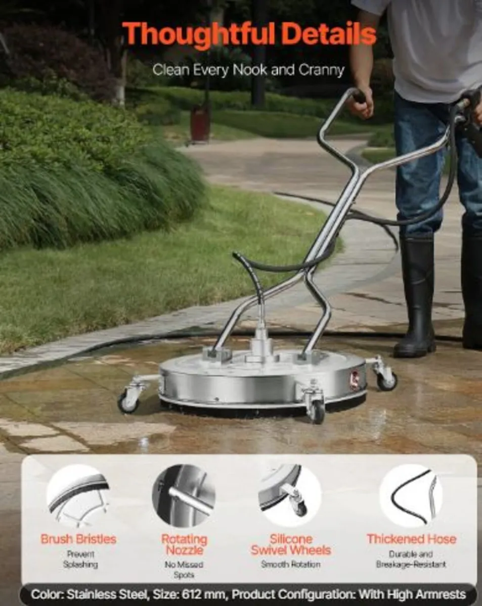 24" Pressure Washer Surface Cleaner, Stainless - Image 1