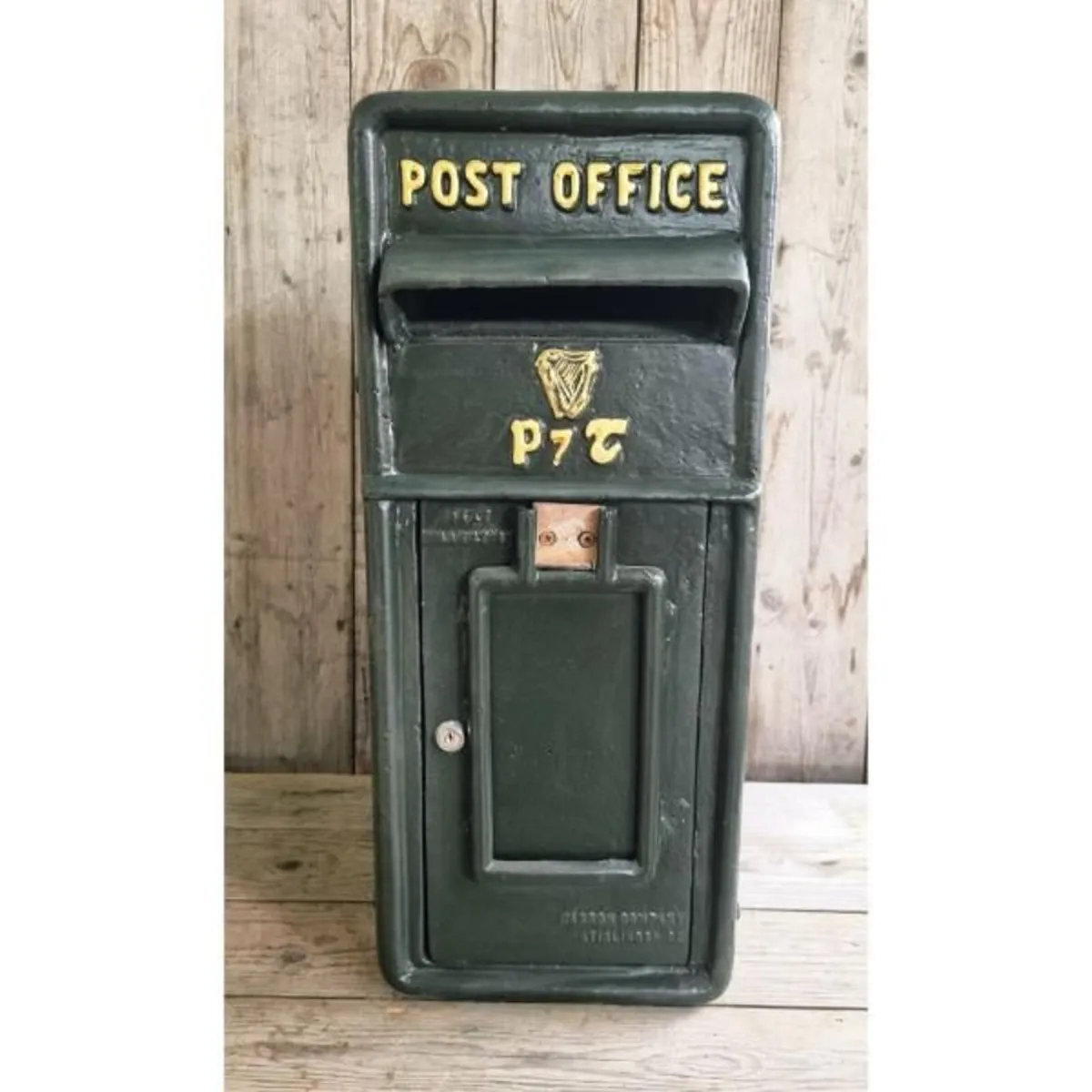Cast Iron Post Box Large Small Harp Dark Green CH - Image 2