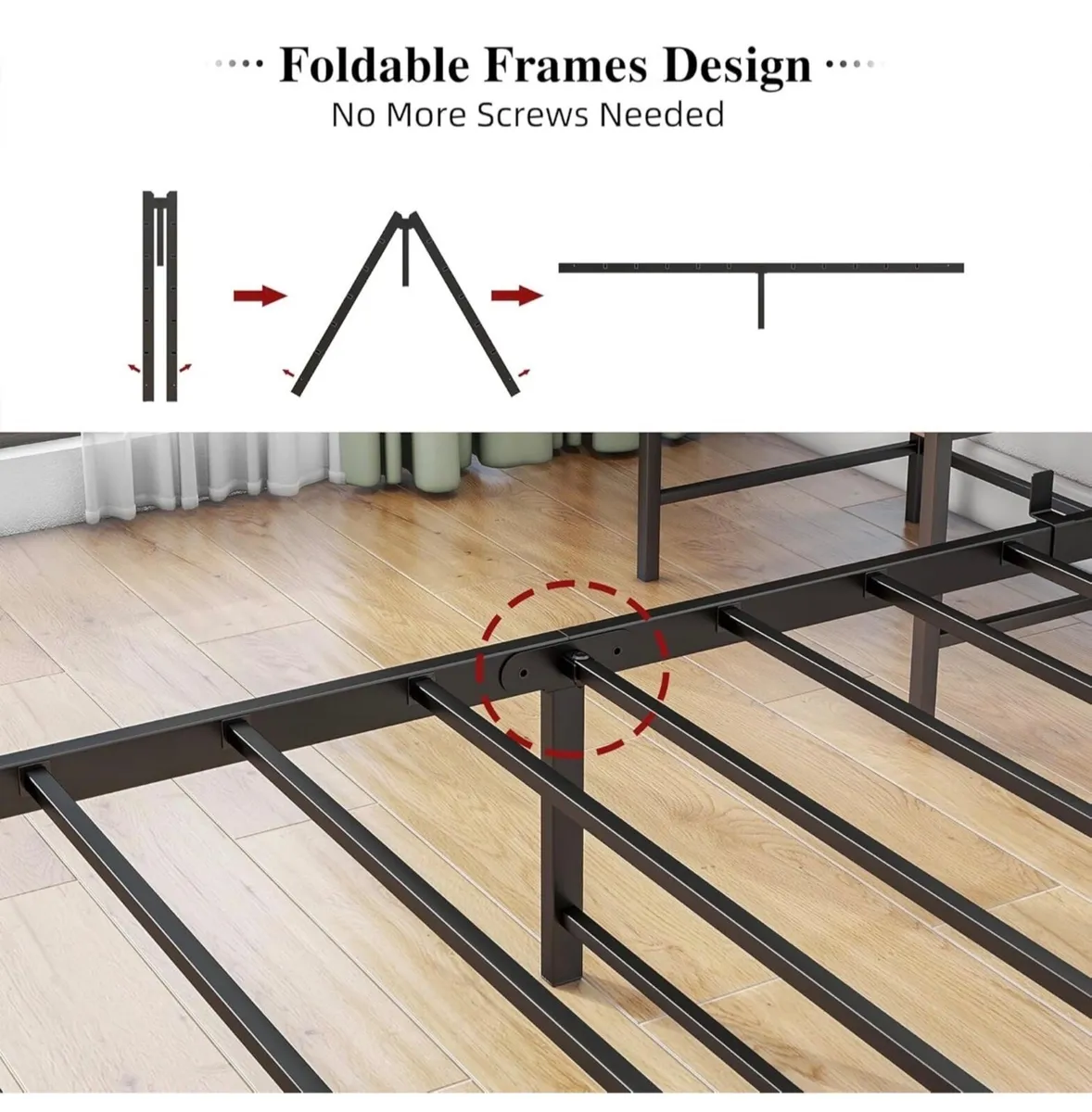 Double Bed Frames with Wood Storage Shelf Headboar - Image 3