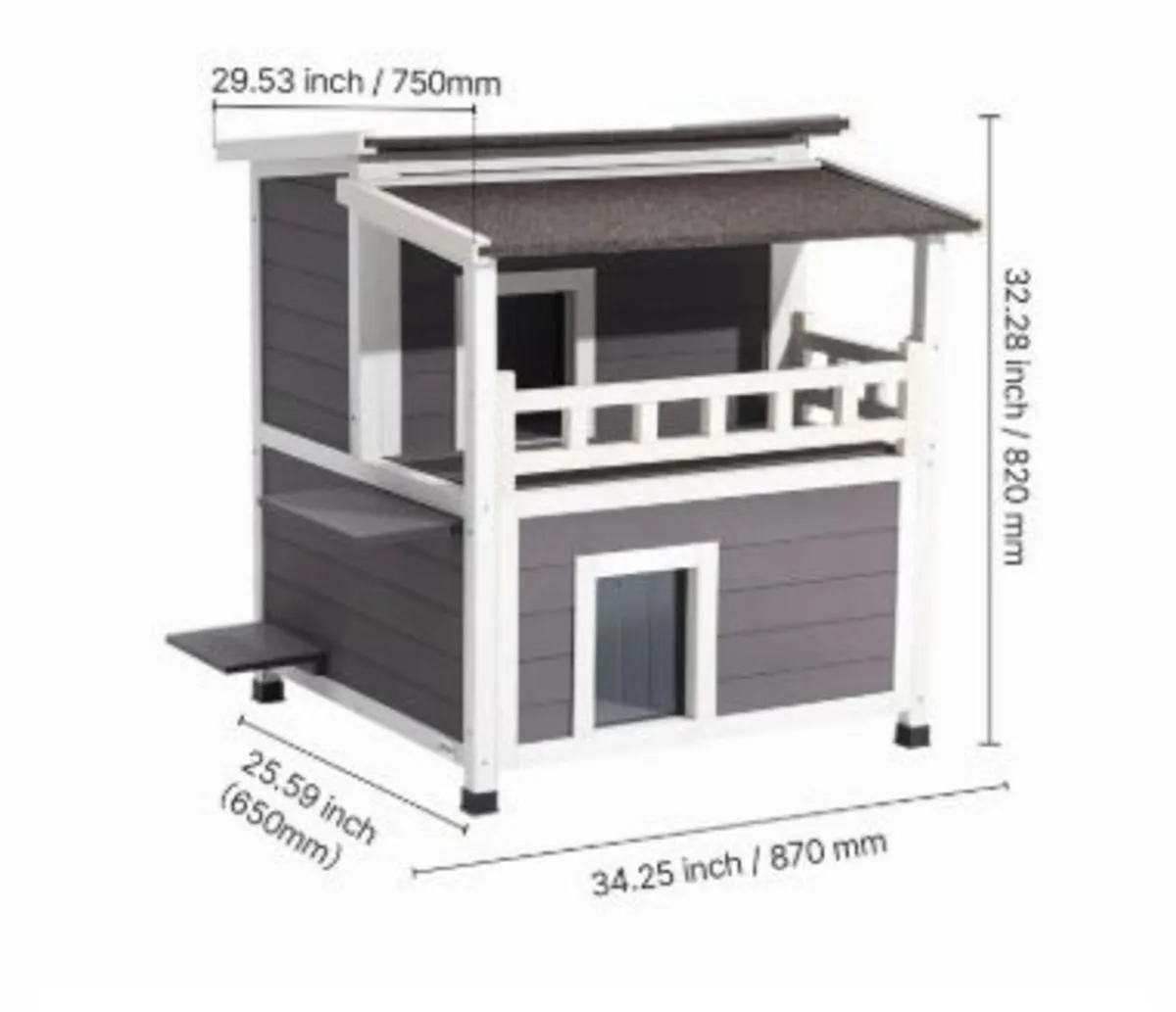 Insulated Cat House, 2-Story Wooden Cat Shelter, - Image 4