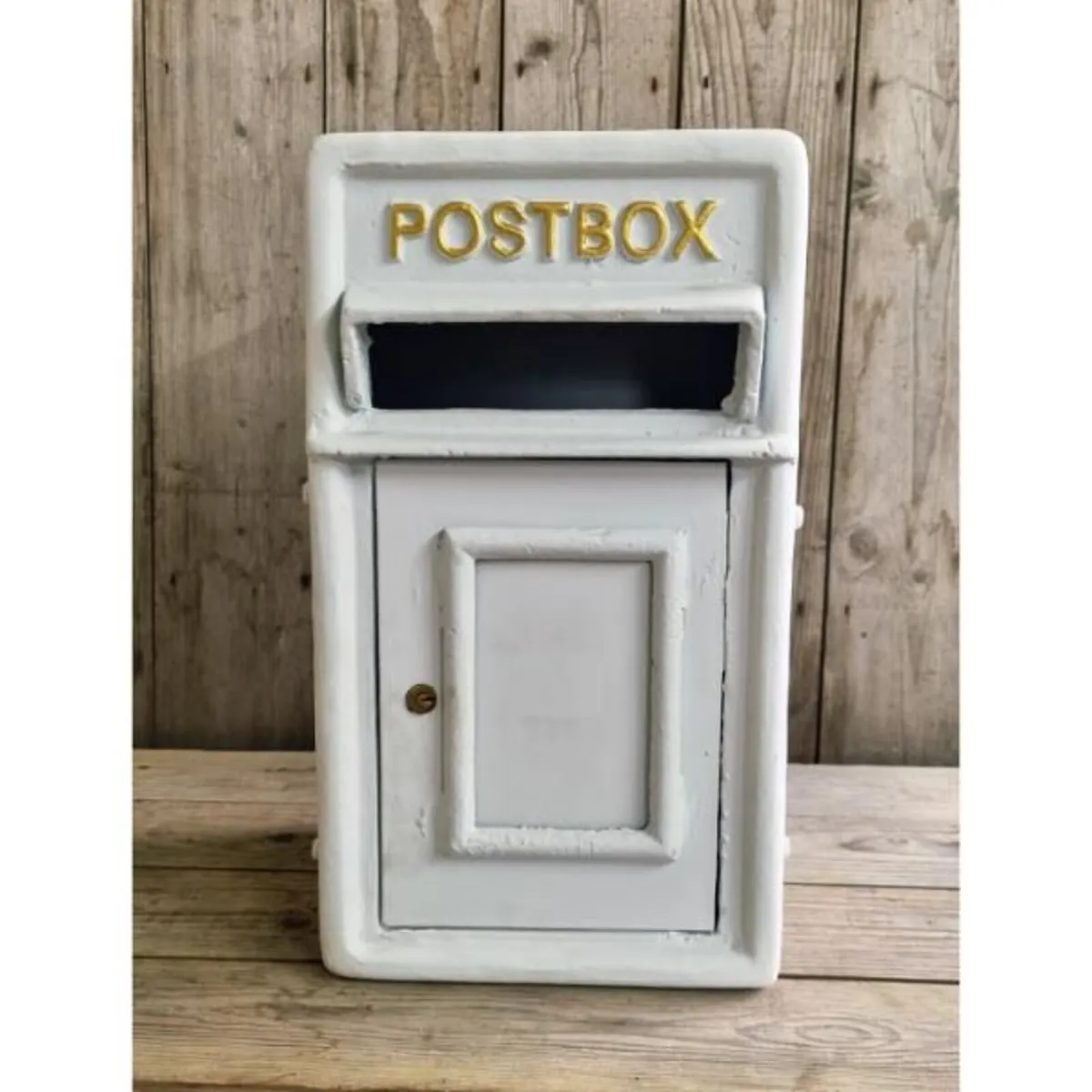 Post Box Small Cast Iron White Insert CH R MB10 W - Image 1
