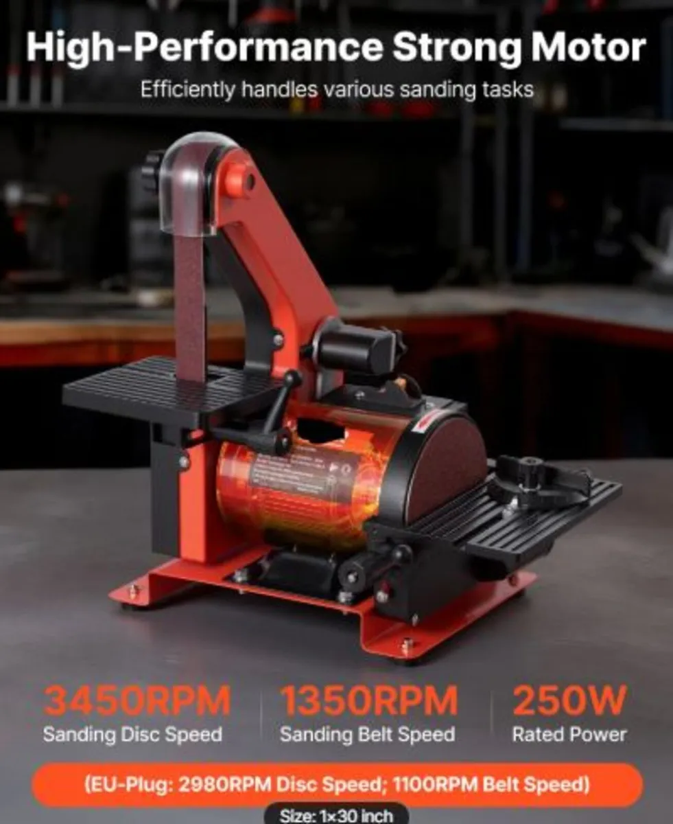 125mm Disc Sander & 25mm x762mm Belt Sander, 250W - Image 1