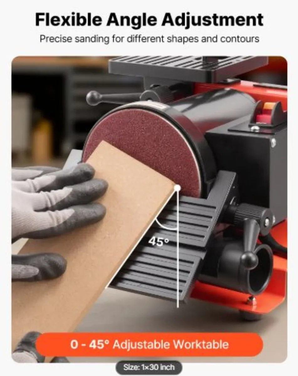 125mm Disc Sander & 25mm x762mm Belt Sander, 250W - Image 3