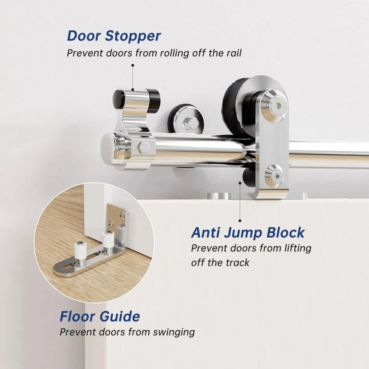 200CM/6.6FT Barn Door Hardware Kit Single Door - Image 3