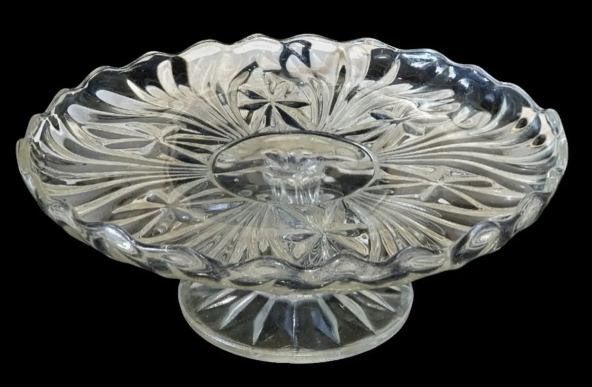 Victorian Pressed Glass Pedestal Cake Stand - Image 1