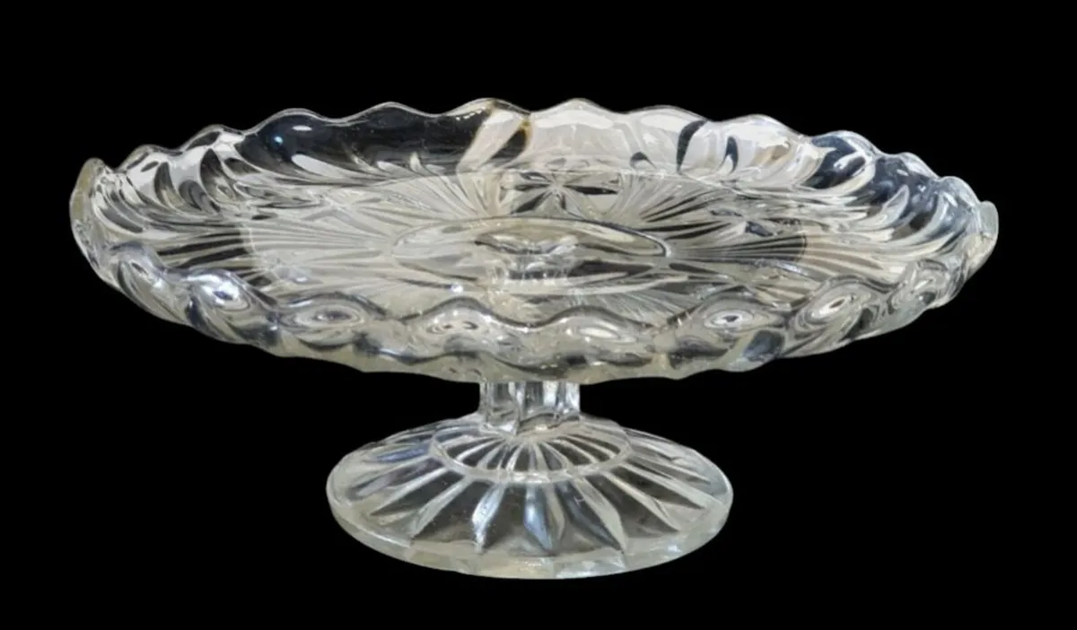 Victorian Pressed Glass Pedestal Cake Stand - Image 3