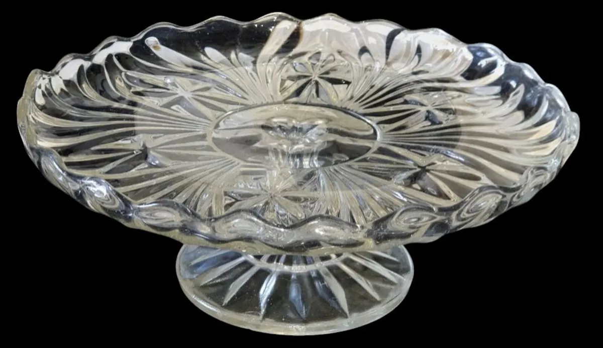 Victorian Pressed Glass Pedestal Cake Stand - Image 4