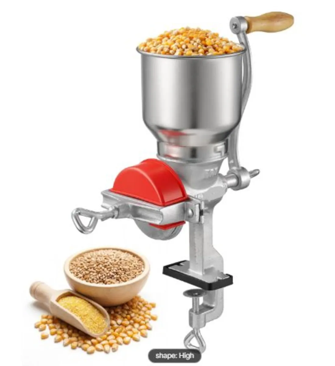 Manual Grain Mill with High Hopper, Hand-Crank - Image 1