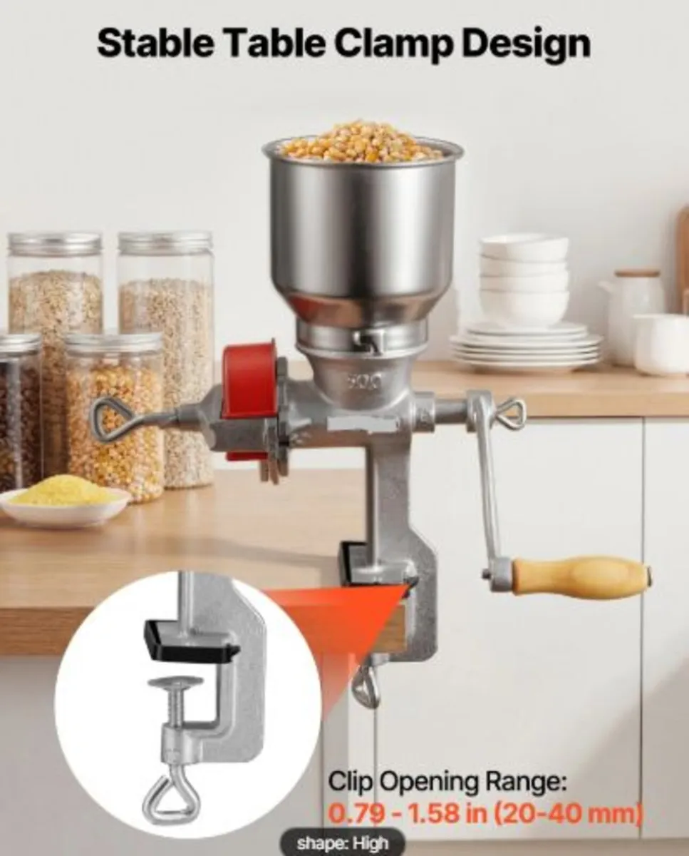 Manual Grain Mill with High Hopper, Hand-Crank - Image 4