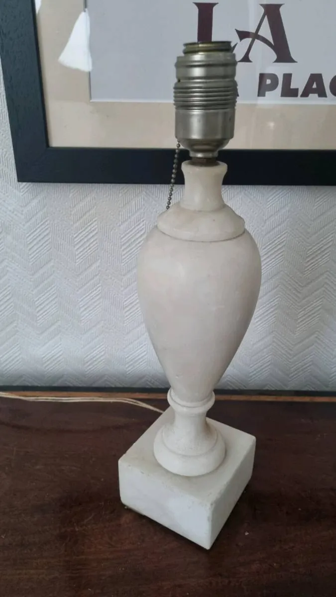 Vintage White Marble Table Lamp - Image 2
