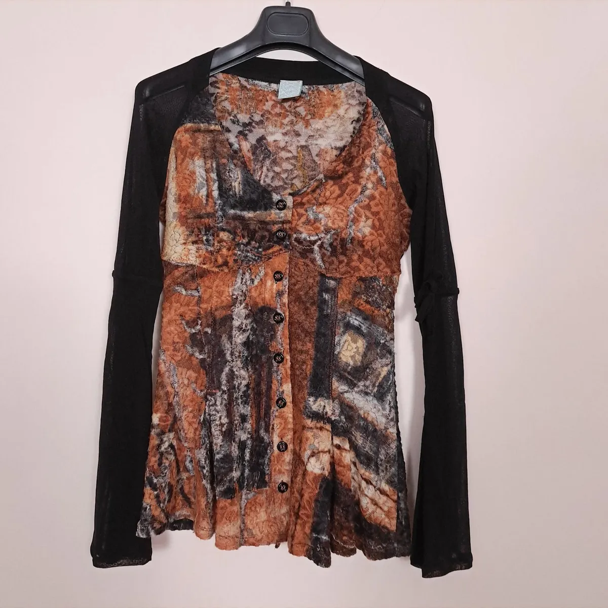 Legatte Jeans Vintage Y2K Brown Black Blouse 14UK - Image 4